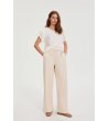 Дамски бежови панталон с широк крачол-0 снимка