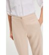 Дамски бежов панталон с прав крачол-1 снимка