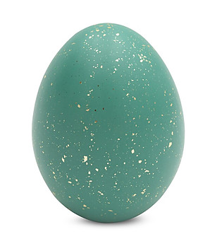 Синьо-зелена декоративна фигурка яйце с блестящи частици 11x11x14 см снимка