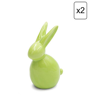 2 бр зелени декоративни фигурки Заек 10x16x7 см снимка
