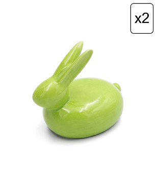 2 бр зелени декоративни фигурки Заек 14x13 см снимка