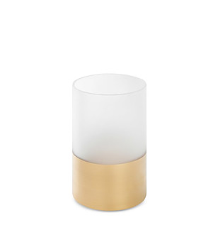 Бяло-златист стъклен свещник BLANCA 12x15 см снимка