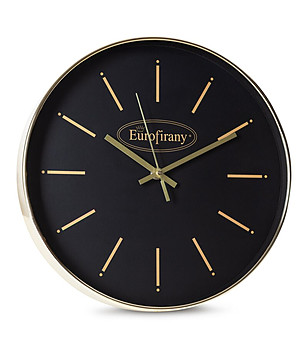 Черен стенен часовник с циферблат 30x4 см снимка