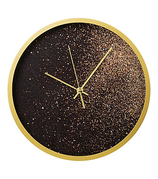 Черно-златист стенен часовник с брокат 78x6 см снимка