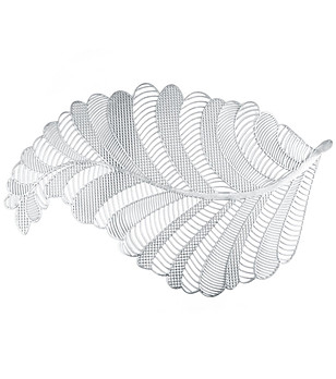 Комплект от 6 сребристи подложки за хранене Лист 30x45 см снимка