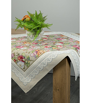 Гобленова покривка с цветя 100x100 см снимка