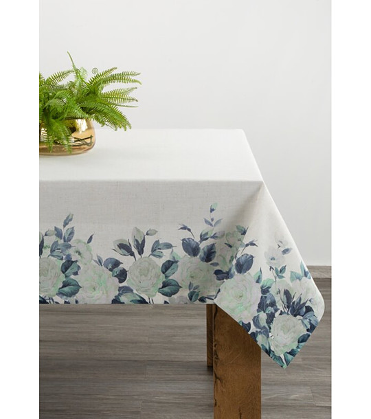 Екрю покривка с принт 140x300 см снимка