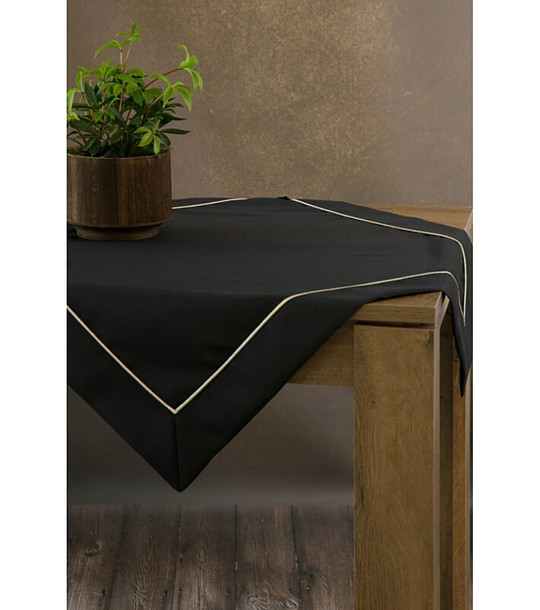 Черна покривка със сребриста кант 85x85 см снимка