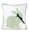 Бяла декоративна калъфка със зелен заек 45x45 см-0 снимка