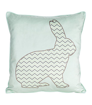Калъфка за възглавница в цвят мента с принт на заек 45x45 см снимка