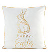 Бяла декоративна калъфка със златист заек 45x45 см-0 снимка
