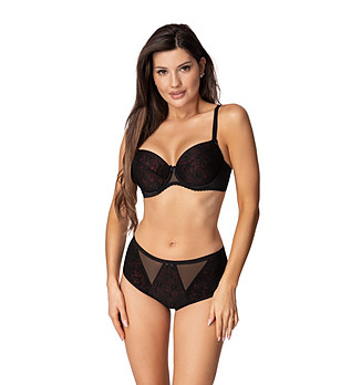 Черни бикини с висока талия и червени акценти LAILA снимка