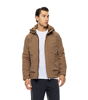 Кафяво мъжко яке с качулка Marc снимка