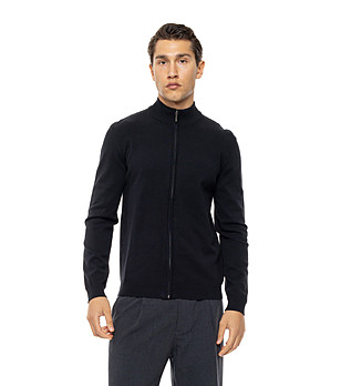 Черна плетена жилетка с цип Bino снимка