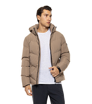 Бежово мъжко яке с качулка Ediе снимка
