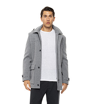 Сиво мъжко яке с качулка Timo снимка