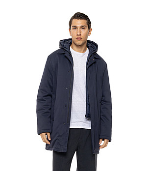 Тъмносиньо мъжко яке с качулка Bjork снимка