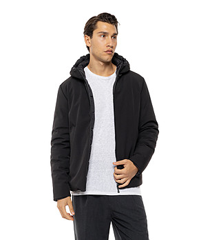 Черно двулицево яке с качулка Hank снимка