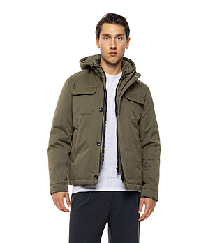 Мъжко зелено яке с качулка Brik снимка