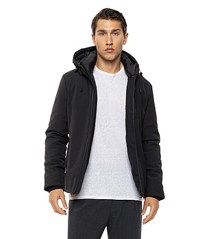 Черно мъжко яке с качулка Bono снимка