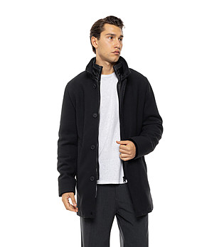 Мъжко черно яке с висока яка Bilow снимка