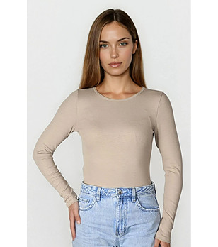 Бежов топ с дълъг ръкав IRMA снимка