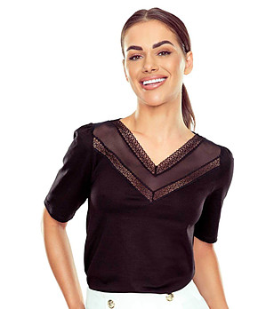 Черна блуза с прозрачна горна част SIGALA снимка