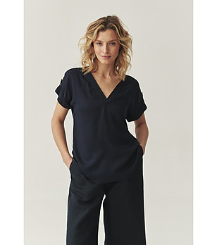 Тъмносиня блуза с къс ръкав Blasa снимка