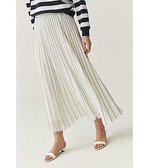 Бяла плисирана пола на райе Lorna снимка