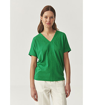 Зелена плетена блуза с V-образно деколте Rita снимка