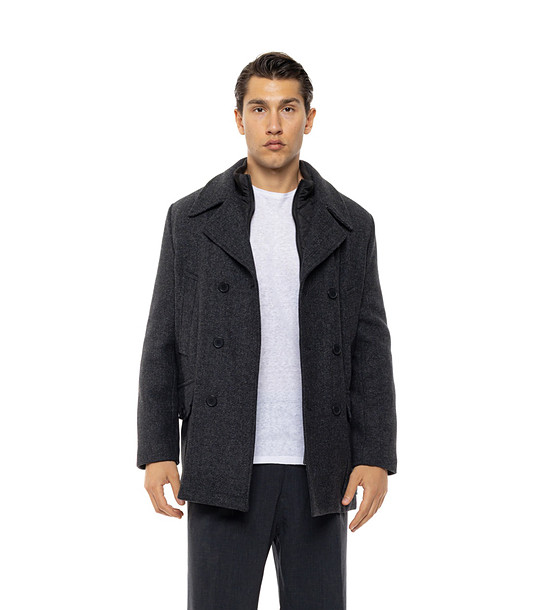 Черно мъжко палто с яка Athos снимка