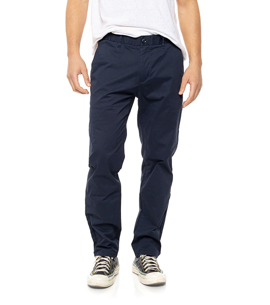 Мъжки тъмносин памучен панталон Nicko снимка