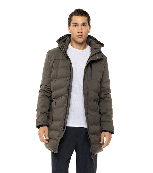 Мъжко кафяво яке с качулка Hawn снимка