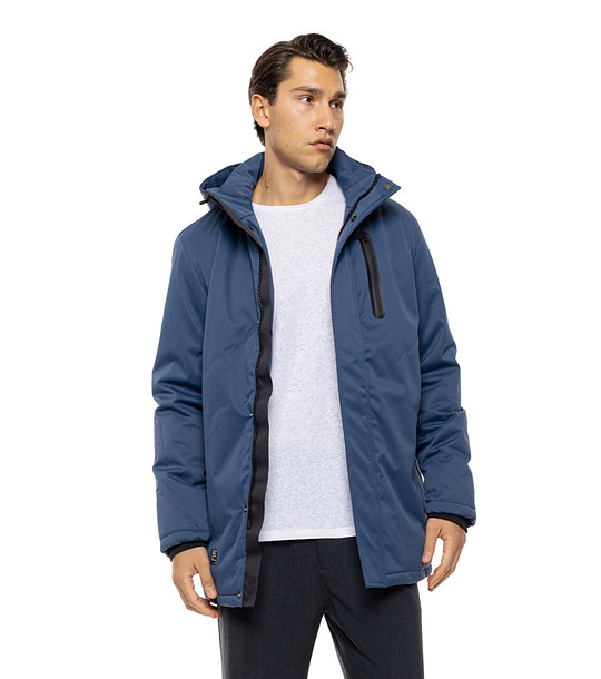 Тъмносиньо мъжко яке с качулка Ino снимка