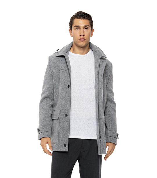 Сиво мъжко яке с качулка Timo снимка