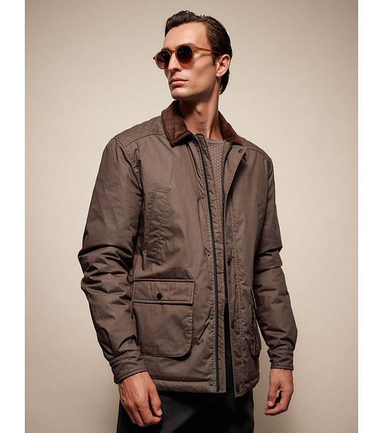 Мъжко яке в цвят каки с яка Vian снимка