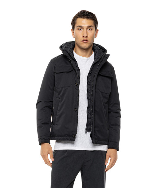 Черно мъжко яке с качулка Brik снимка