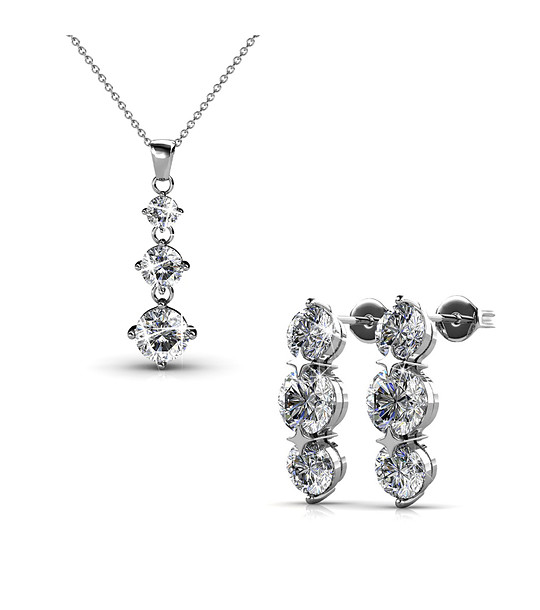 Сребрист комплект бижута с кристали RAISSA снимка