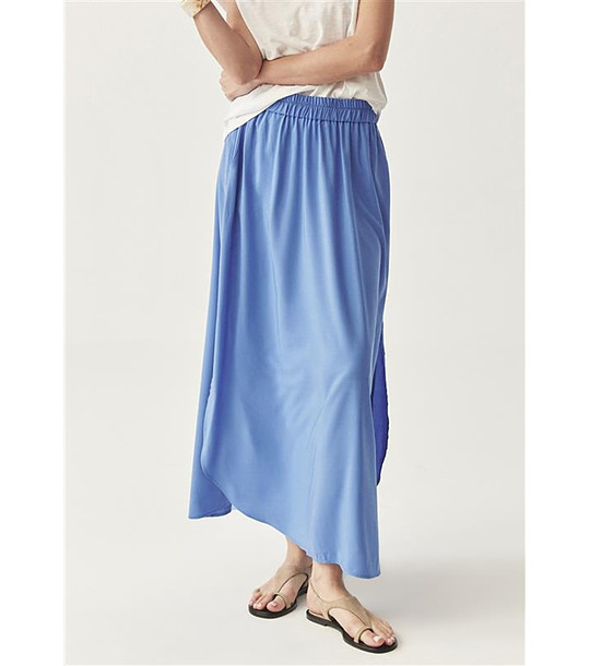 Синя дълга пола с ластичен колан Kristin снимка