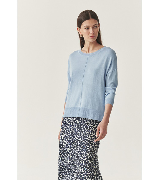 Син пуловер със странични цепки Мali снимка