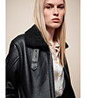Черно късо яке от еко кожа Beata-4 снимка