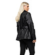Черно дамско яке от еко кожа с колан Merina-3 снимка