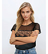 Черна блуза с дантелена горна част TRISHA-0 снимка