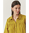 Жълта памучна риза с плисиран детайл Malvina-4 снимка
