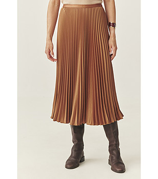 Плисирана пола в цвят камел Simina снимка