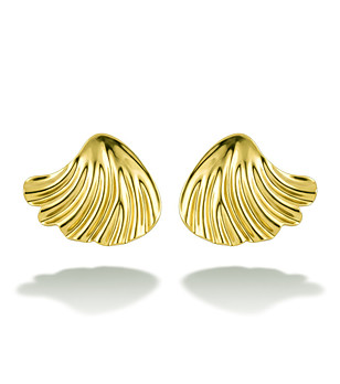 Златисти обеци мида от неръждаема стомана снимка