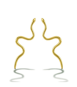 Златисти обеци змия от неръждаема стомана снимка