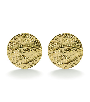 Златисти обеци тип топче с релефен кръгъл дизайн снимка