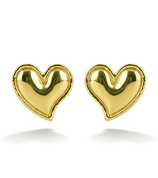 Златисти обеци сърце от неръждаема стомана снимка