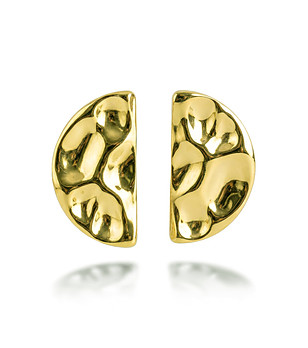 Златисти обеци от неръждаема стомана с релефен дизайн снимка